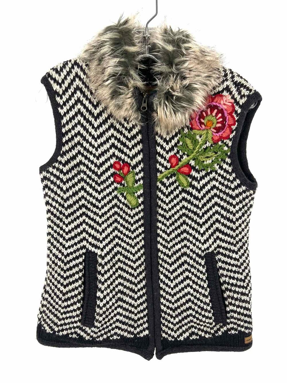 Laundromat Size S Gray/Multi Floral Woven Designer Vest